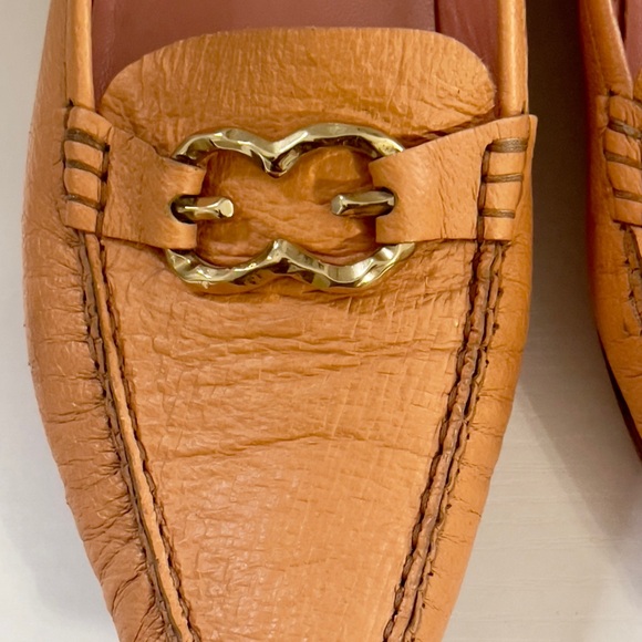 Vintage Escada Leather Penny Loafers Size 9/40 Peachy Tan Made In Italy - Picture 4 of 9